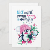 Cartes Pour Fêtes Annuelles Noël du pingouin (Devant / Derrière)