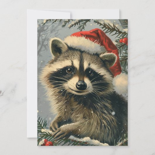 Cartes Pour Fêtes Annuelles Noël du Raccoon (Devant)