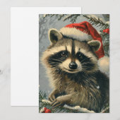 Cartes Pour Fêtes Annuelles Noël du Raccoon (Devant / Derrière)