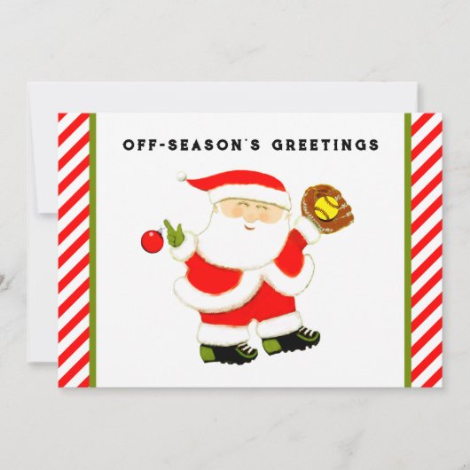 Cartes Pour Fêtes Annuelles Noël du softball (Devant)