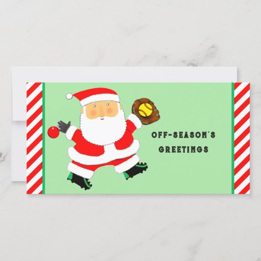 Cartes Pour Fêtes Annuelles Noël du softball (Devant)