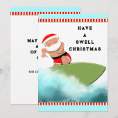 Cartes Pour Fêtes Annuelles Noël du surf (Devant / Derrière)