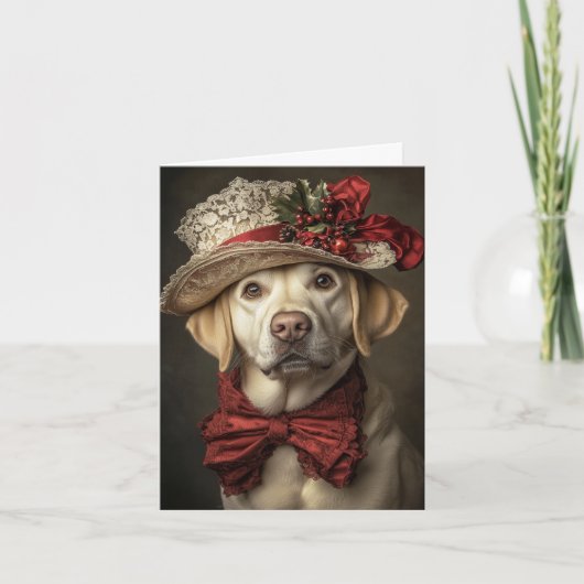 Cartes Pour Fêtes Annuelles Noël du Victorian Yellow Lab (Devant)
