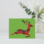 Cartes Pour Fêtes Annuelles Noël écossais aux rennes de Tartan rouge (Debout devant)