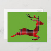 Cartes Pour Fêtes Annuelles Noël écossais aux rennes de Tartan rouge (Devant / Derrière)