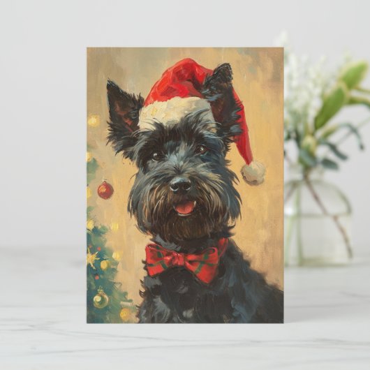 Cartes Pour Fêtes Annuelles Noël écossais Terrier (Debout devant)