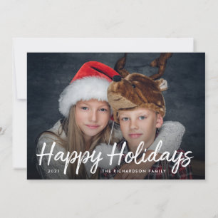 Cartes Pour Fêtes Annuelles Noël écrit Bleu marine avec photo