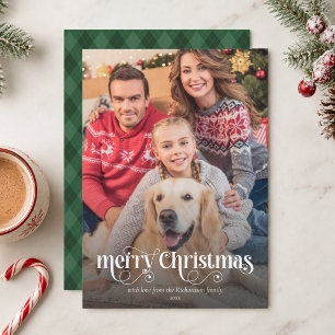 Cartes Pour Fêtes Annuelles Noël Écriture Calligraphique de Photo de Famille P