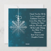 Cartes Pour Fêtes Annuelles Noël élégant flocon de neige bleu argent image (Dos)