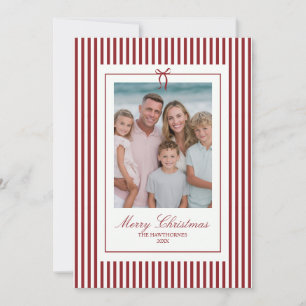 Cartes Pour Fêtes Annuelles Noël Élégant Ruban à Rayures Famille Fête Photo