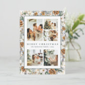 Cartes Pour Fêtes Annuelles Noël Elégant Vert foncé Aquarelle Botanique (Debout devant)