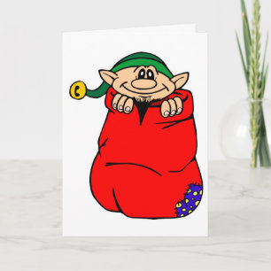 Cartes Pour Fêtes Annuelles Noël Elf Joue Père Noël Toybag Mignonnes Noël