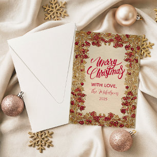 Cartes Pour Fêtes Annuelles Noël en Feuille d'Or Élégante