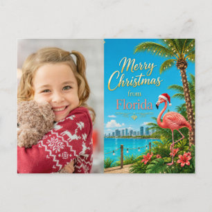 Cartes Pour Fêtes Annuelles Noël en Floride sur le thème des flamants roses tr