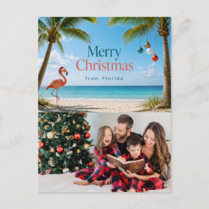 Cartes Pour Fêtes Annuelles Noël en Floride sur le thème des flamants roses tr