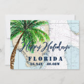 Cartes Pour Fêtes Annuelles Noël en Floride Tropical Joyeuses Vacances (Devant)