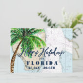 Cartes Pour Fêtes Annuelles Noël en Floride Tropical Joyeuses Vacances (Debout devant)