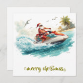 Cartes Pour Fêtes Annuelles Noël en Jet Ski avec le Père Noël (Devant / Derrière)