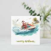 Cartes Pour Fêtes Annuelles Noël en Jet Ski avec le Père Noël (Debout devant)
