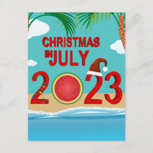 Cartes Pour Fêtes Annuelles Noël en juillet 2023 Plage de pastèque