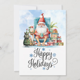 Cartes Pour Fêtes Annuelles Noël en juillet avec PÈRE NOËL sur la plage