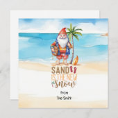 Cartes Pour Fêtes Annuelles Noël en juillet avec SANTA CLAUS sur la plage (Devant / Derrière)
