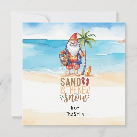 Cartes Pour Fêtes Annuelles Noël en juillet avec SANTA CLAUS sur la plage (Devant)