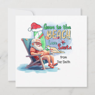 Cartes Pour Fêtes Annuelles Noël en juillet avec SANTA CLAUS sur la plage