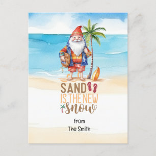 Cartes Pour Fêtes Annuelles Noël en juillet avec SANTA CLAUS sur la plage