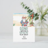 Cartes Pour Fêtes Annuelles Noël en juillet avec SANTA CLAUS sur la plage (Debout devant)
