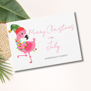 Cartes Pour Fêtes Annuelles Noël En Juillet Flamant rose Rose Appartement Cart