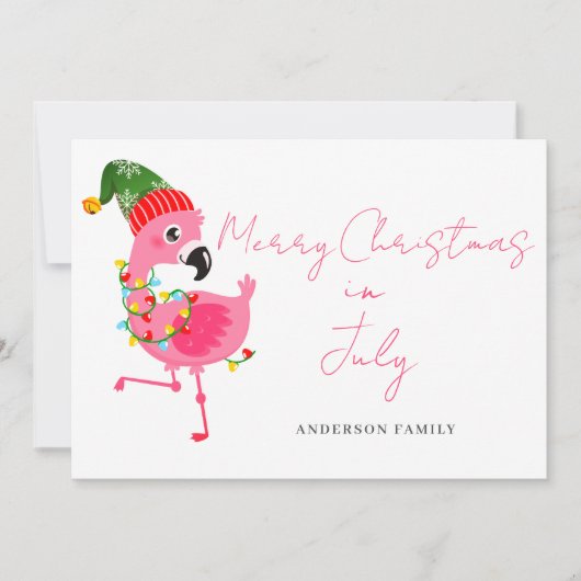 Cartes Pour Fêtes Annuelles Noël En Juillet Flamant rose Rose Appartement Cart (Devant)