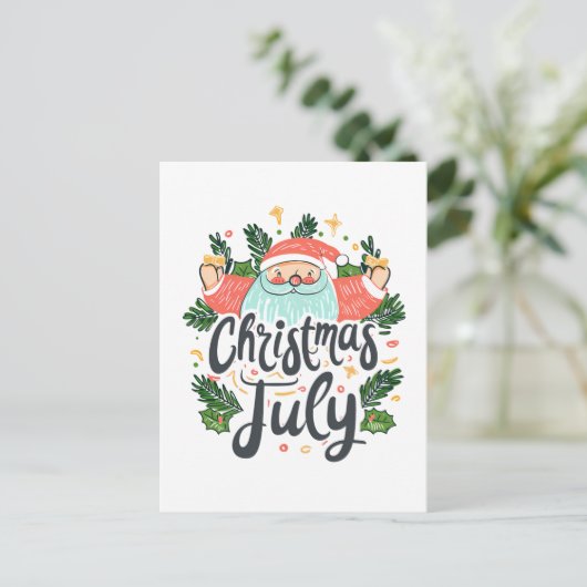 Cartes Pour Fêtes Annuelles Noël en juillet Fun & Festive Père Noël Design (Debout devant)