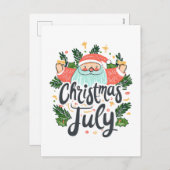Cartes Pour Fêtes Annuelles Noël en juillet Fun & Festive Père Noël Design (Devant / Derrière)