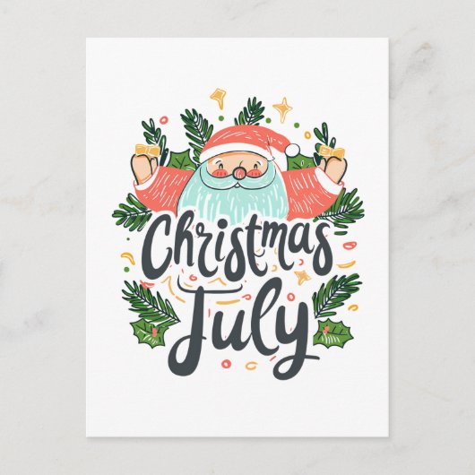 Cartes Pour Fêtes Annuelles Noël en juillet Fun & Festive Père Noël Design (Devant)