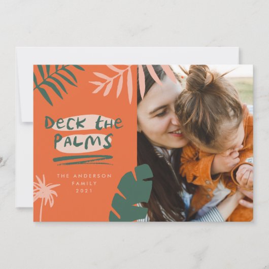 Cartes Pour Fêtes Annuelles Noël en juillet palmier tropical photo moderne (Devant)