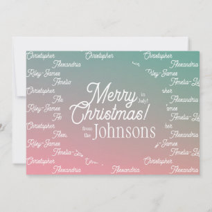 Cartes Pour Fêtes Annuelles Noël en juillet Pink Green Ombre Party