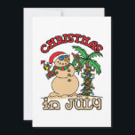 Cartes Pour Fêtes Annuelles Noël en juillet Snowman Sand Beach<br><div class="desc">Noël cool en juillet design avec bonhomme de neige en sable debout à côté du palmier</div>