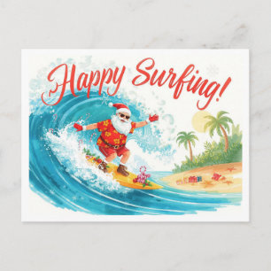 Cartes Pour Fêtes Annuelles Noël en surf avec PÈRE NOËL