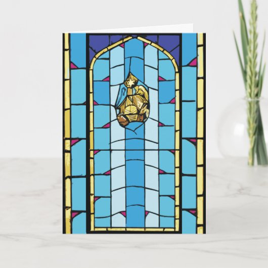 Cartes Pour Fêtes Annuelles Noël en verre souillé de bleu de nativité (Devant)