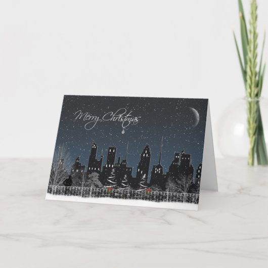 Cartes Pour Fêtes Annuelles Noël en ville (Devant)