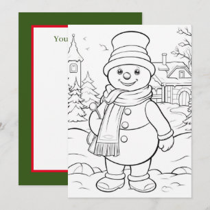 Cartes Pour Fêtes Annuelles Noël enfants colorier bonhomme de neige ajouter du