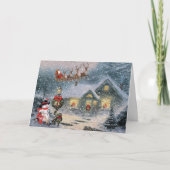 Cartes Pour Fêtes Annuelles Noël Enneiger Père Noël Sleigh Reindeer (Devant)