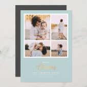 Cartes Pour Fêtes Annuelles Noël est l'or | Mint Modern 4 vacances photo (Devant / Derrière)