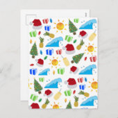 Cartes Pour Fêtes Annuelles Noël été vacances (Devant / Derrière)