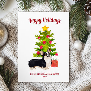 Cartes Pour Fêtes Annuelles Noël familial Corgi Chien personnalisé