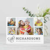 Cartes Pour Fêtes Annuelles Noël familial | Grille multiphoto moderne (Debout devant)