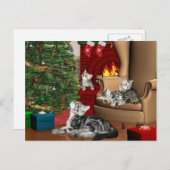 Cartes Pour Fêtes Annuelles Noël familial Tabby (Devant / Derrière)
