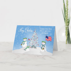 Cartes Pour Fêtes Annuelles NOËL - Famille Snowman - AIRMAN - PATRIOTIQUE