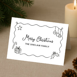 Cartes Pour Fêtes Annuelles Noël Fantaisiste Dessin à la Main Gribouillage Min